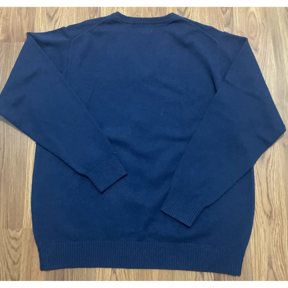 L.L. Bean Sweater Mens Large Tall Lambswool V-Neck Navy Pullover